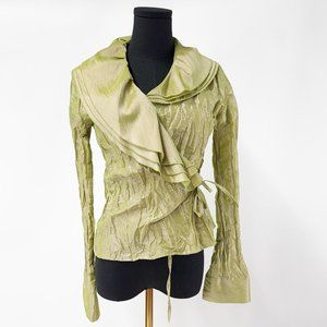 90s Style Taffeta Blouse with Ruffle Details